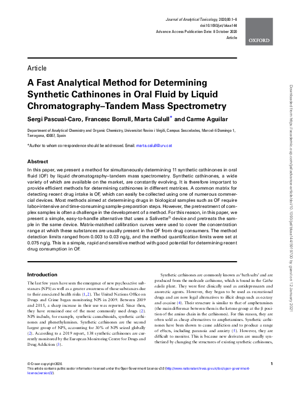 (PDF) A Fast Analytical Method for Determining Synthetic Cathinones in ...