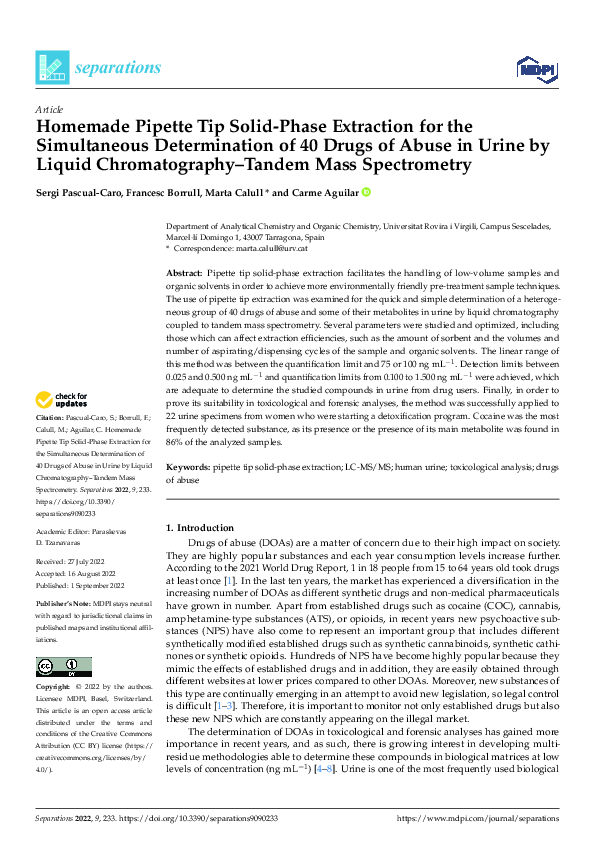 (PDF) Homemade Pipette Tip Solid-Phase Extraction for the Simultaneous ...