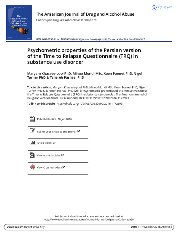 (PDF) Psychometric properties of the Persian version of the Time to ...
