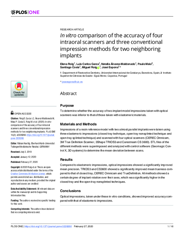 (PDF) In vitro comparison of the accuracy of four intraoral scanners ...