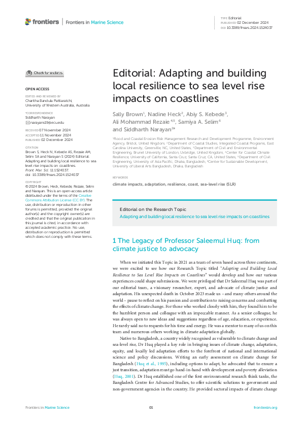 (PDF) Adapting and building local resilience to sea level rise impacts ...