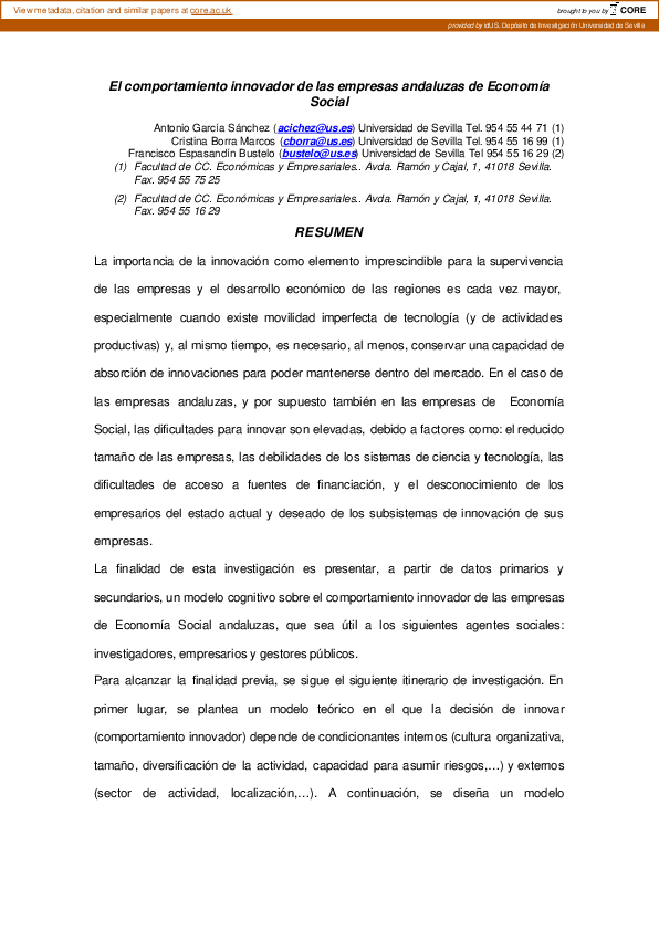 (PDF) El Comportamiento Innovador De Las Empresas Andaluzas De Economía ...