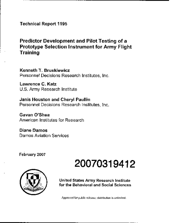 (PDF) Predictor Development and Pilot Testing of a Prototype Selection ...