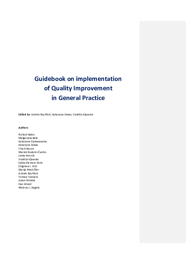 (PDF) Guidebook on implementation of Quality Improvement in General ...