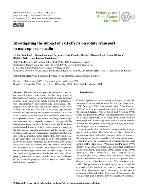 (PDF) Investigating the impact of exit effects on solute transport in ...
