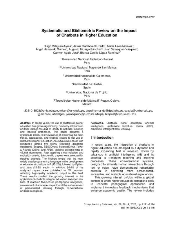 (PDF) Systematic and Bibliometric Review on the Impact of Chatbots in ...