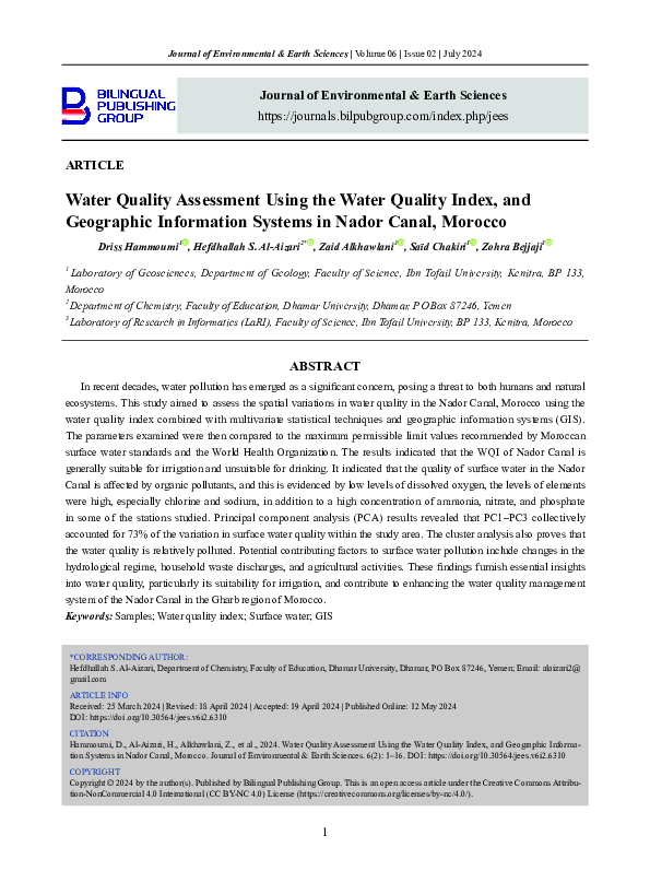 (PDF) Water Quality Assessment Using the Water Quality Index, and ...