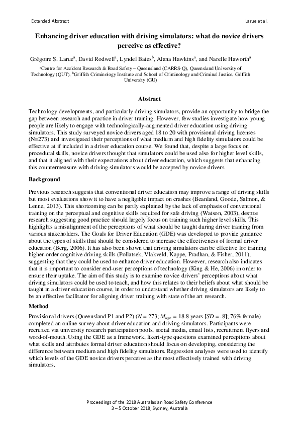 (PDF) Enhancing driver education with driving simulators: What do ...