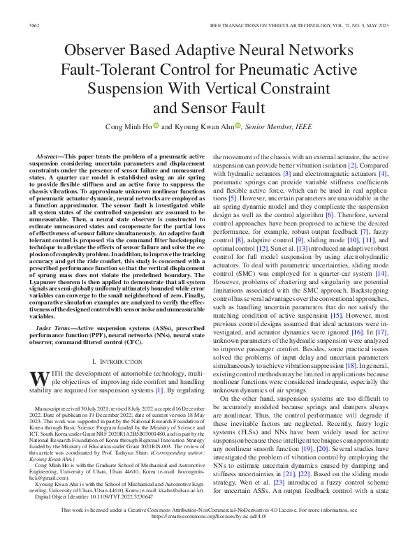 (PDF) Observer Based Adaptive Neural Networks Fault-Tolerant Control ...