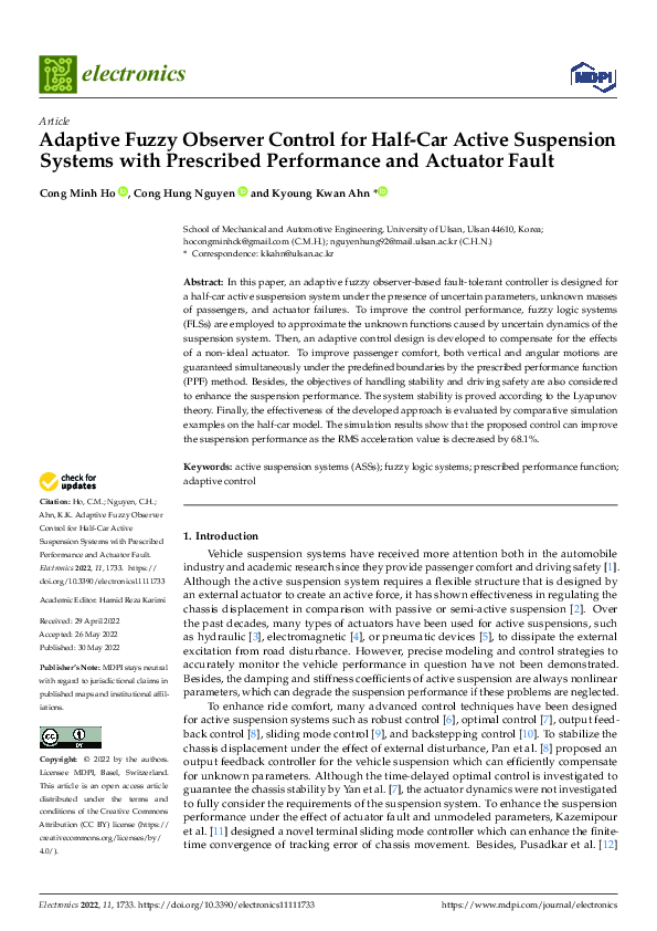 (PDF) Adaptive Fuzzy Observer Control for Half-Car Active Suspension ...