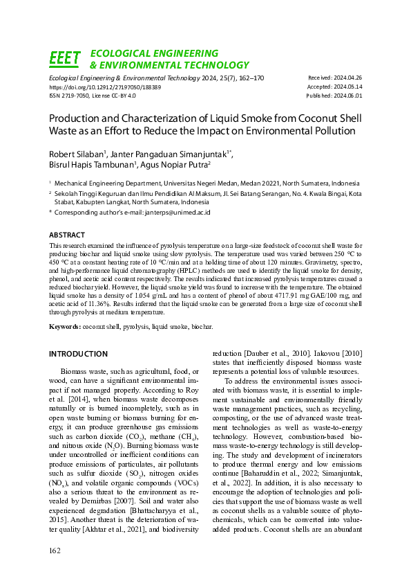 (PDF) Production and Characterization of Liquid Smoke from Coconut ...