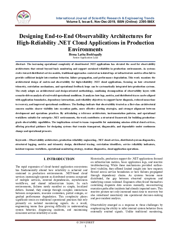 (PDF) Designing End-to-End Observability Architectures For High ...