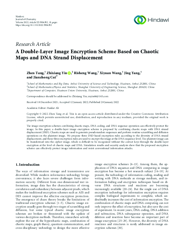 (PDF) A Double-Layer Image Encryption Scheme Based on Chaotic Maps and ...
