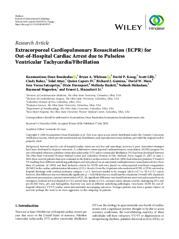 (PDF) Extracorporeal Cardiopulmonary Resuscitation (ECPR) for Out-of ...