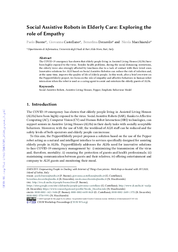 (PDF) Social Assistive Robots in Elderly Care: Exploring the role of ...