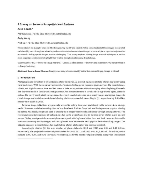 (PDF) A Survey on Personal Image Retrieval Systems