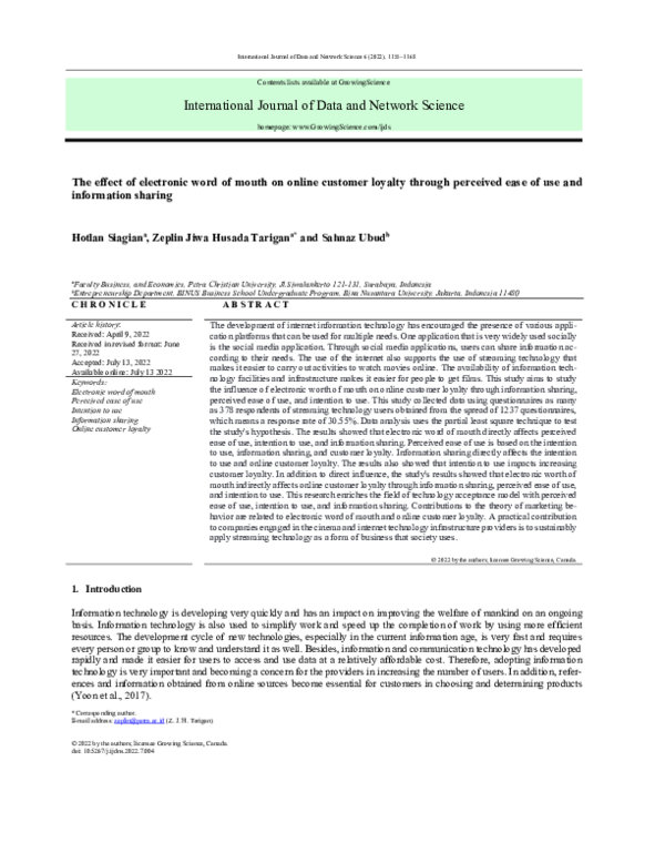 (PDF) The effect of electronic word of mouth on online customer loyalty ...
