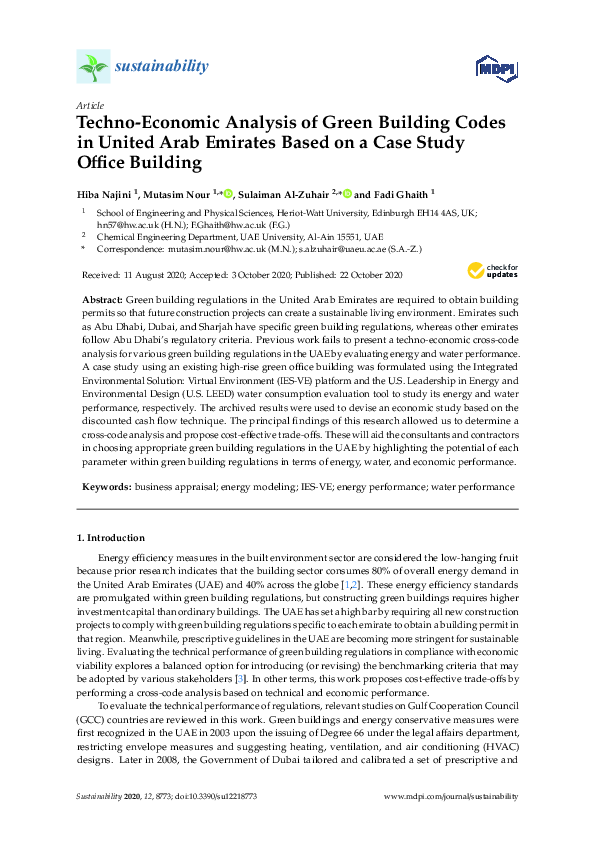 (PDF) Techno-Economic Analysis of Green Building Codes in United Arab ...