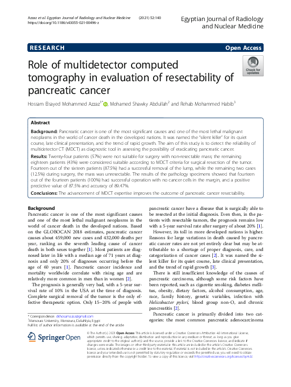(PDF) Role of multidetector computed tomography in evaluation of ...