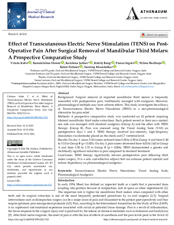 (PDF) Effect of Transcutaneous Electric Nerve Stimulation (TENS) on ...