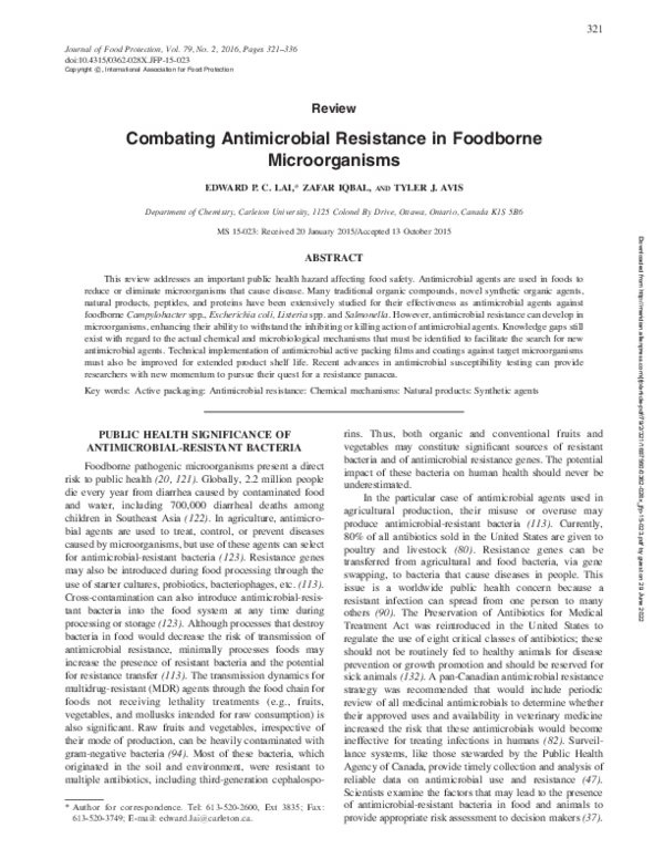 (PDF) Combating Antimicrobial Resistance in Foodborne Microorganisms