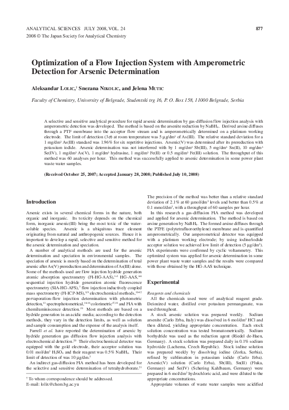 (PDF) Optimization of a Flow Injection System with Amperometric ...