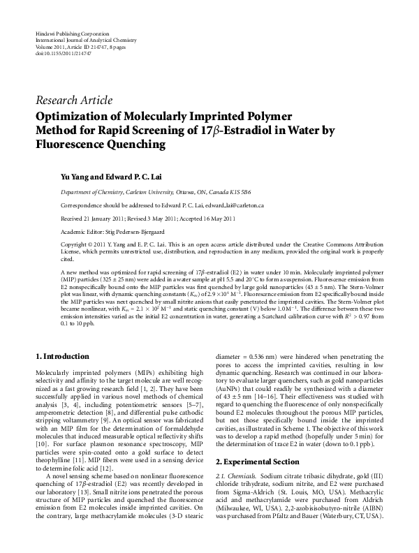 (PDF) Optimization of Molecularly Imprinted Polymer Method for Rapid ...