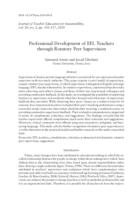 (PDF) Professional Development of EFL Teachers through Rotatory Peer ...