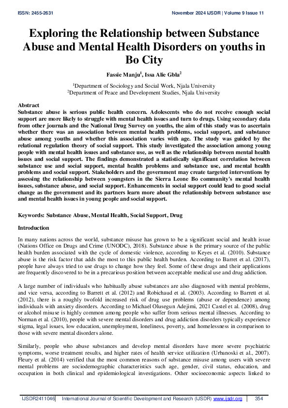 (PDF) Exploring the Relationship between Substance Abuse and Mental ...