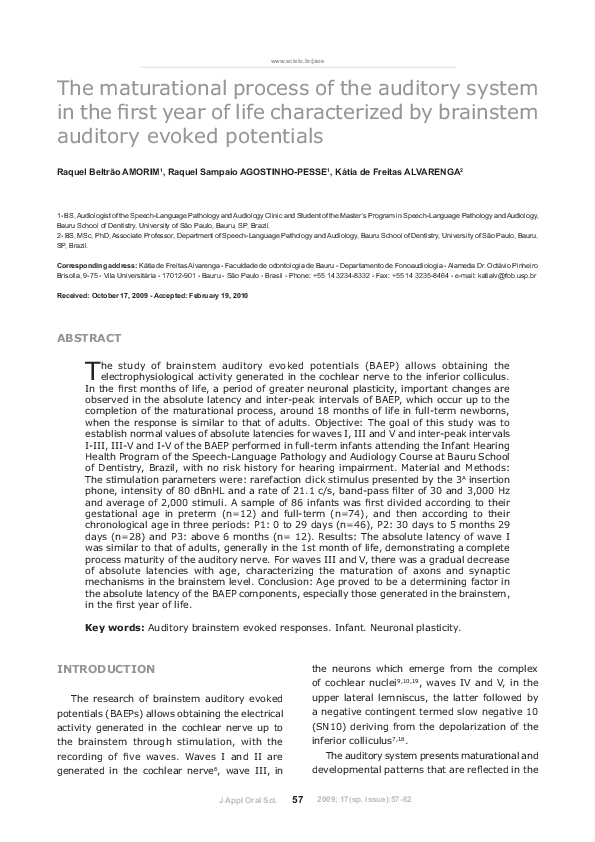 (PDF) The maturational process of the auditory system in the first year ...