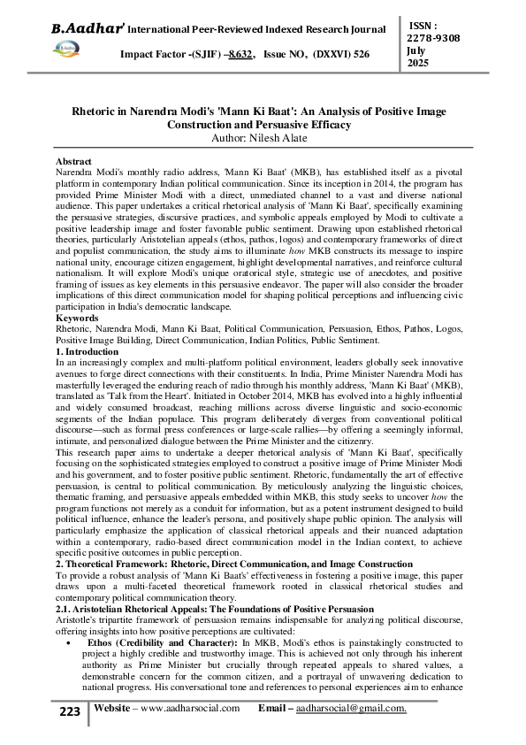 (PDF) Rhetoric in Narendra Modi's 'Mann Ki Baat': An Analysis of ...