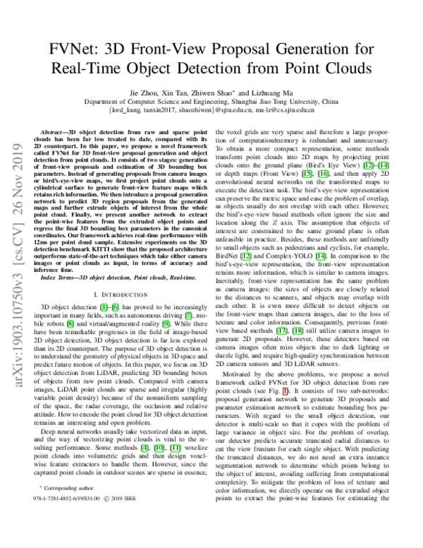 (PDF) FVNet: 3D Front-View Proposal Generation for Real-Time Object ...