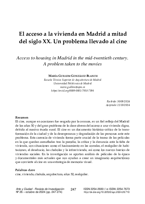 (PDF) El acceso a la vivienda en Madrid a mitad del siglo XX. Un ...