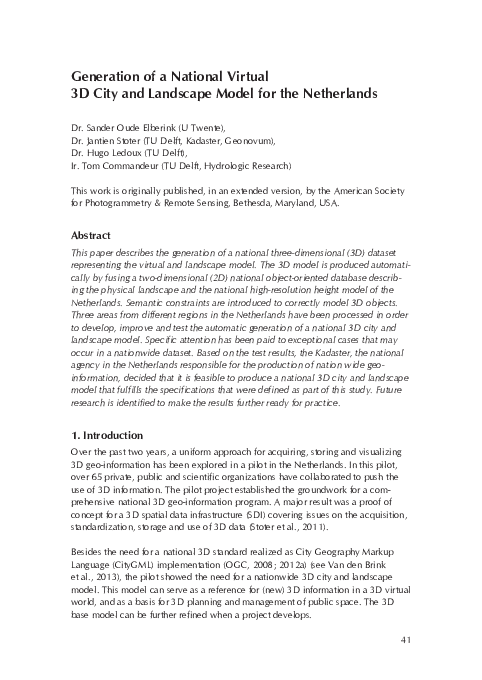 (PDF) Generation of a National Virtual 3D City and Landscape Model for ...