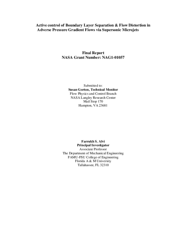 (PDF) Active Control of Boundary Layer Separation & Flow Distortion in ...