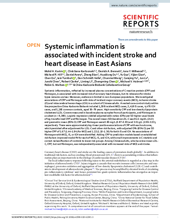 (PDF) Systemic inflammation is associated with incident stroke and ...
