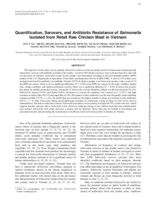 (PDF) Quantification, Serovars, and Antibiotic Resistance of Salmonella ...
