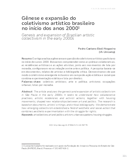 (PDF) Gênese e expansão do coletivismo artístico brasileiro no início ...
