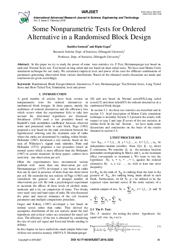 (PDF) Some Nonparametric Tests for Ordered Alternative in a Randomised ...