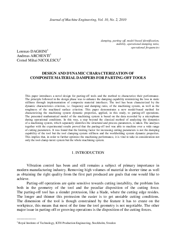 (PDF) Design and Dynamic Characterization of Composite Material Dampers ...