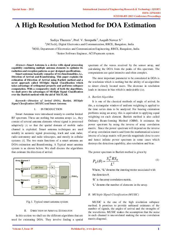 (PDF) A High Resolution Method for DOA Estimation