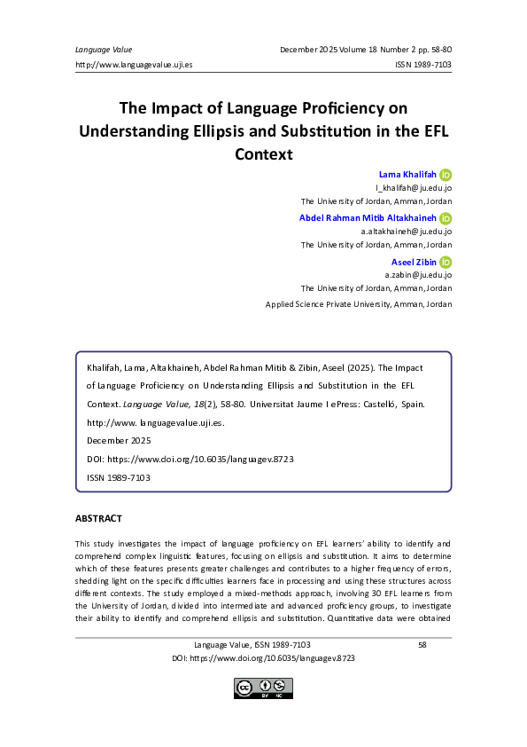 (PDF) The Impact of Language Proficiency on Understanding Ellipsis and ...