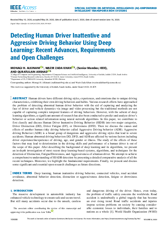 (PDF) Detecting Human Driver Inattentive and Aggressive Driving ...