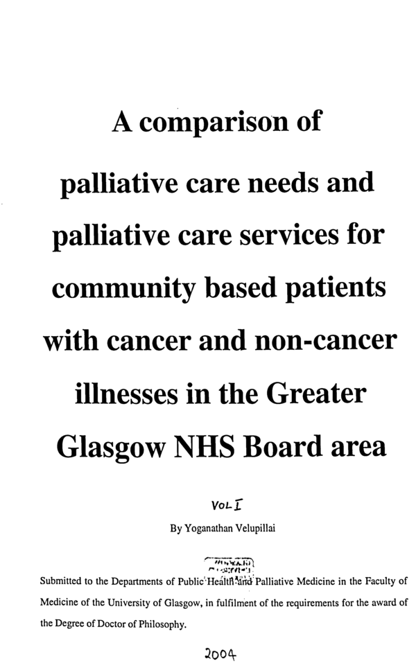 PDF) A comparison of palliative care needs and palliative care