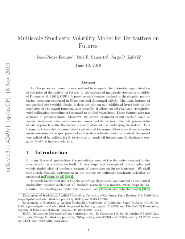 (PDF) Multiscale Stochastic Volatility Model for Derivatives on Futures