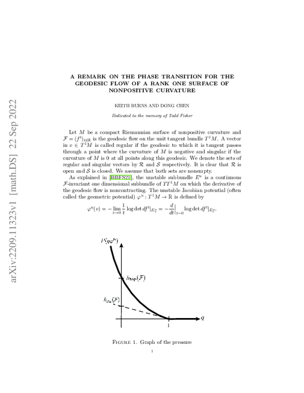 (PDF) A remark on the phase transition for the geodesic flow of a rank ...