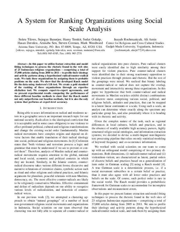 (PDF) A System for Ranking Organizations Using Social Scale Analysis