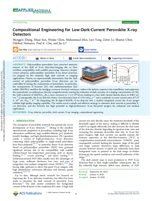 (PDF) Compositional Engineering for Low-Dark-Current Perovskite X-ray ...