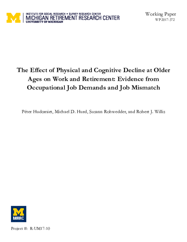 (PDF) The Effect of Physical and Cognitive Decline at Older Ages on ...