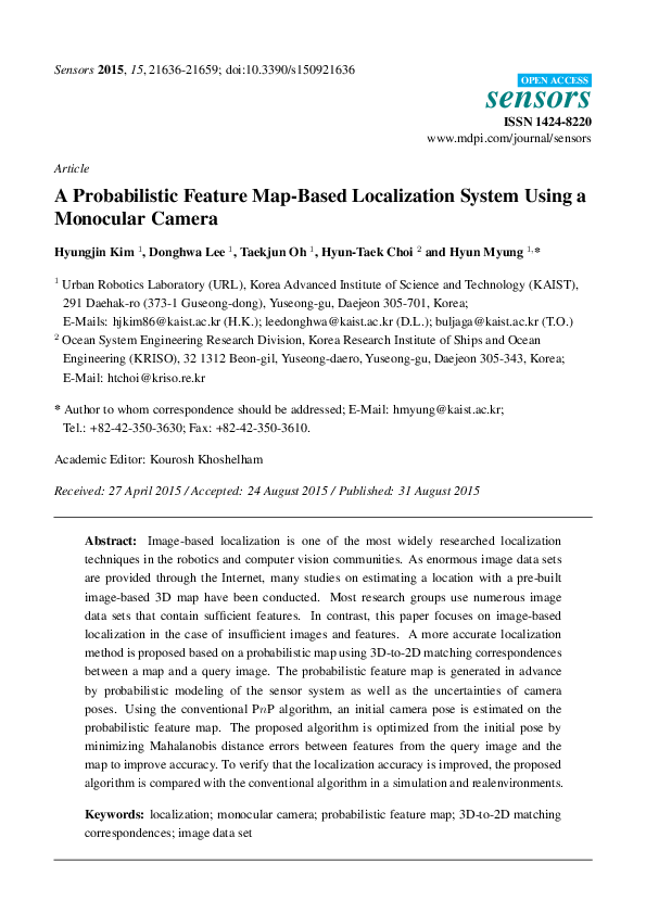 (PDF) A Probabilistic Feature Map-Based Localization System Using a ...